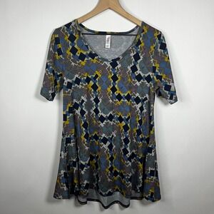 Lularoe Dress Women Small Nicole Multicolor Geometric Circle Print Fit & Flare